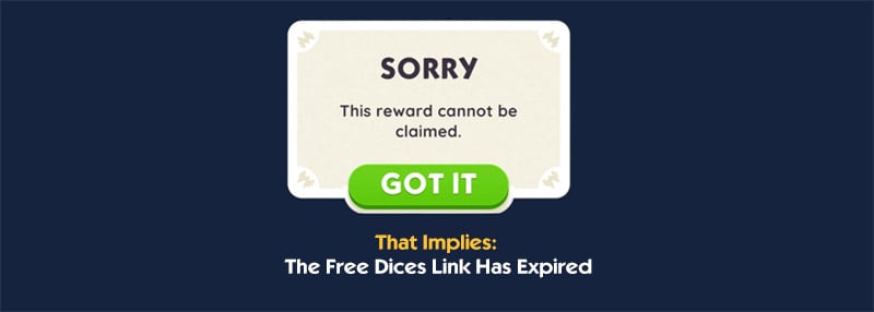 Sorry this reward cannot be claimed error message in Monopoly GO